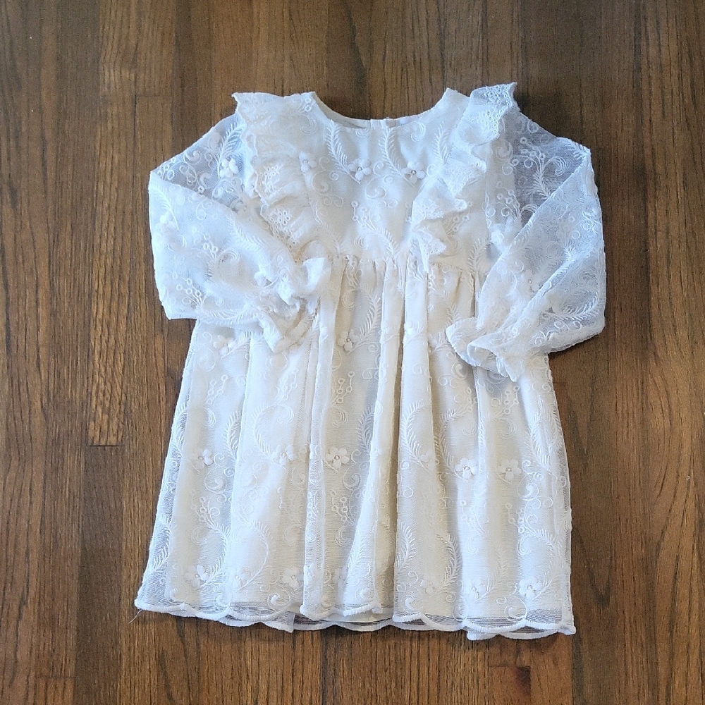 Zara Cream Babydoll Dress with Bishop Sleeves